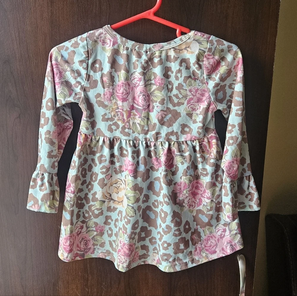 Floral and Leopard Print Kids Top